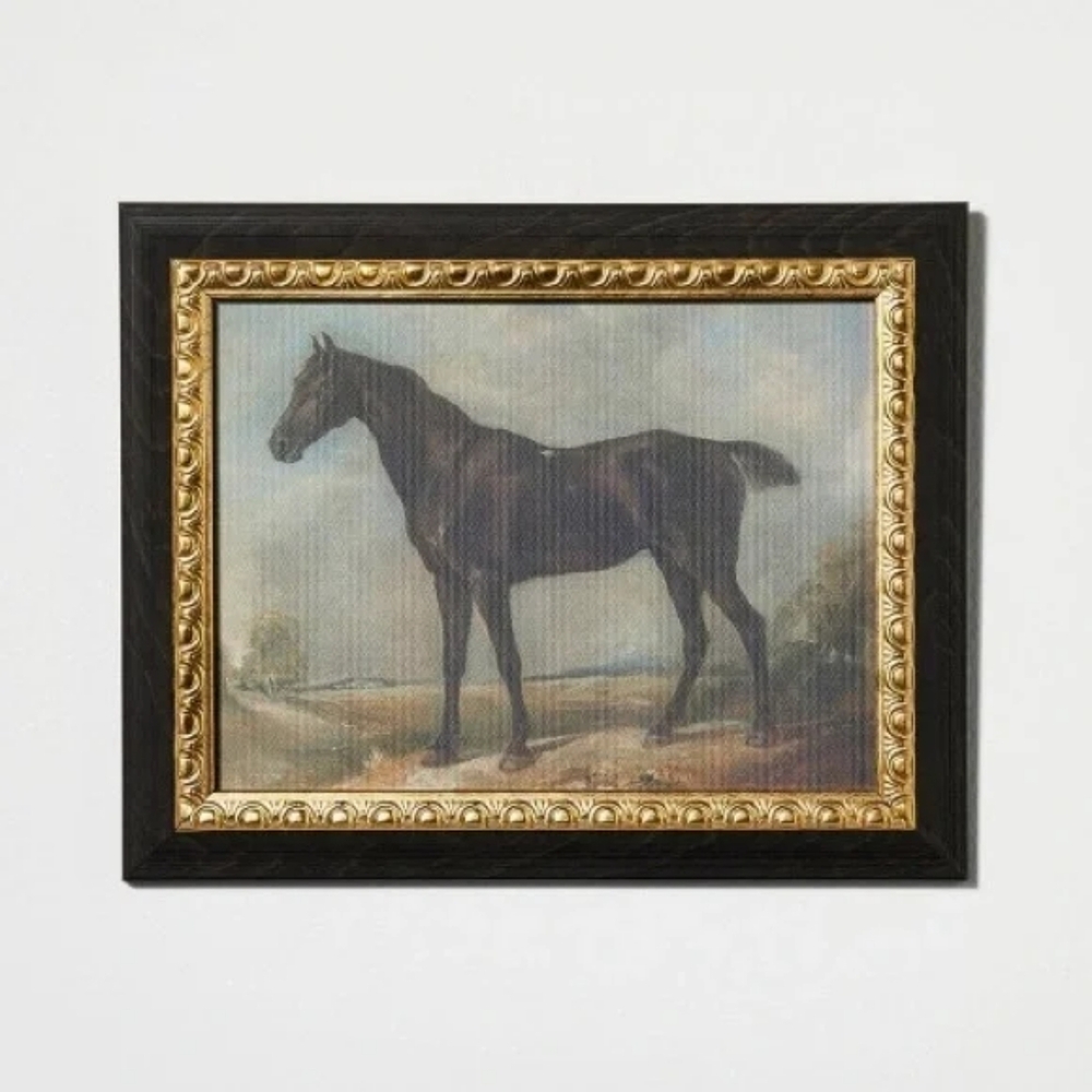 Studio McGee 8" x 10" Stallion on Canvas Board with Ant Frame Gold/Brown